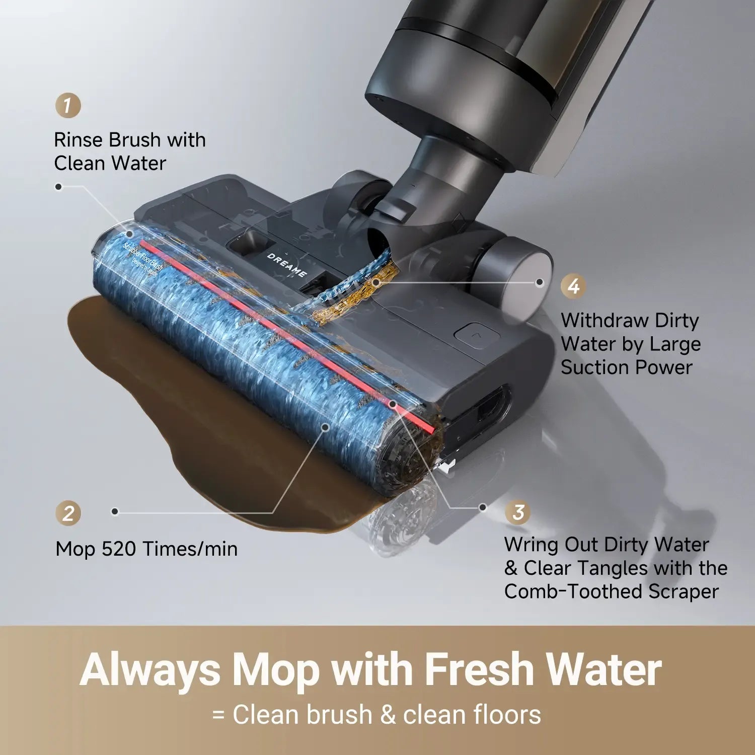 【Super Brand Day】DREAME G10 Pro SE Vacuum Mop, Wet Dry Vacuum Cleaner, Cordless Vacuum Mop All in One for Hard Floors