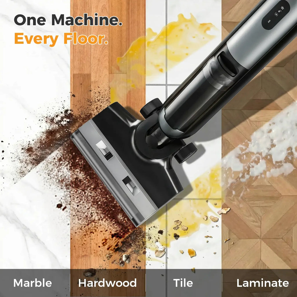 【Deals for You Days】Cordless Wet Dry Vacuum Floor Cleaner, Power Modes for Hardwood & Carpet, Smart Self-Cleaning & Dual Tank System