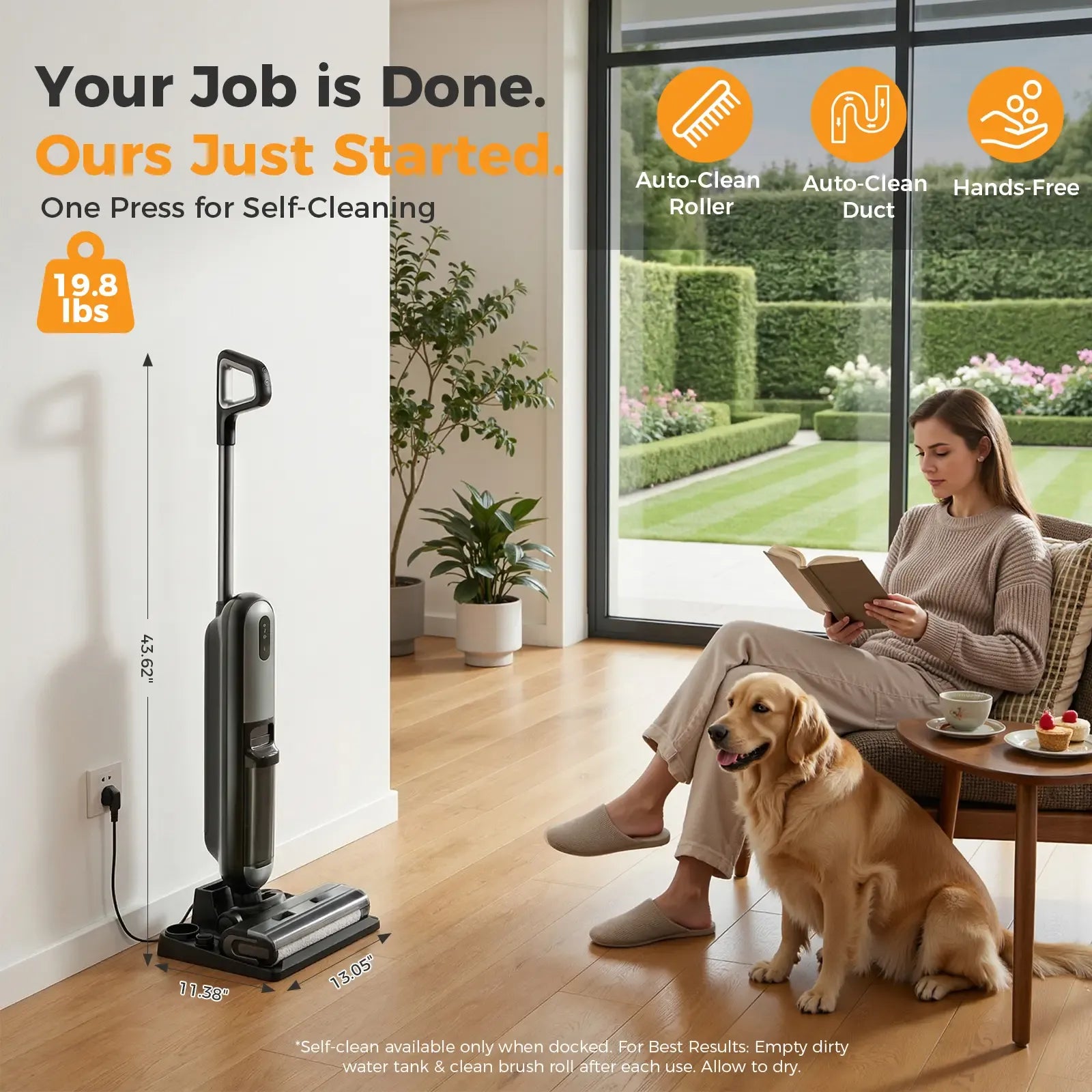 【Deals for You Days】Cordless Wet Dry Vacuum Floor Cleaner, Power Modes for Hardwood & Carpet, Smart Self-Cleaning & Dual Tank System