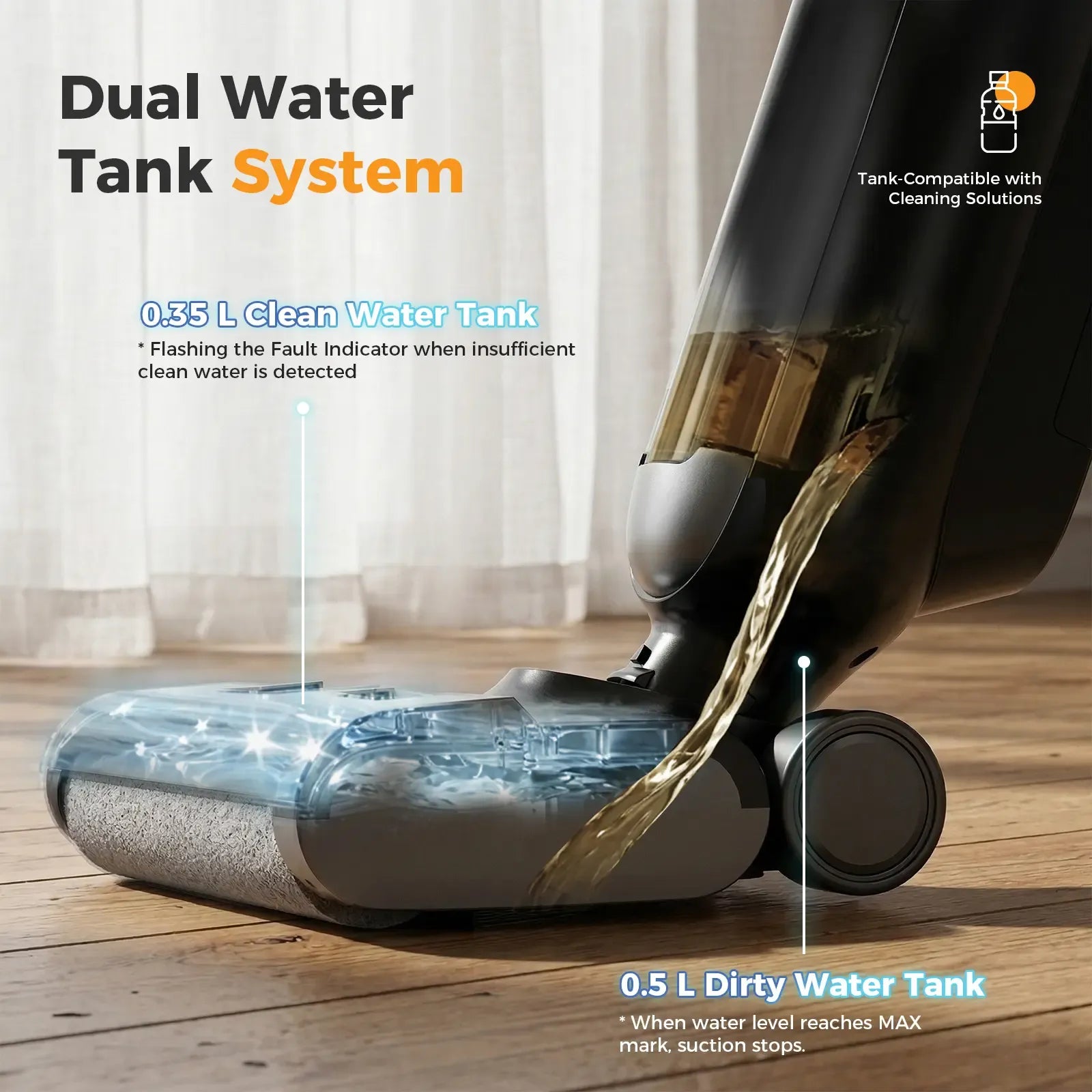 【Deals for You Days】Cordless Wet Dry Vacuum Floor Cleaner, Power Modes for Hardwood & Carpet, Smart Self-Cleaning & Dual Tank System