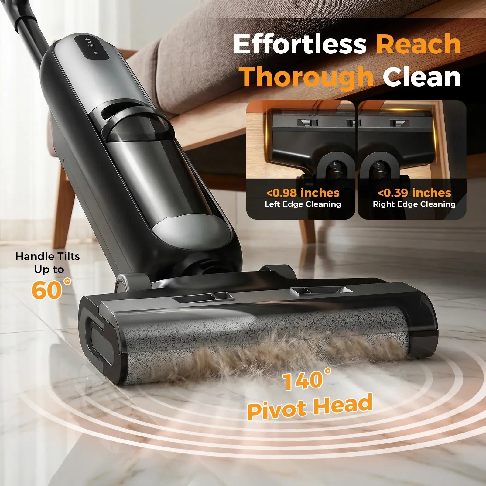 【Deals for You Days】Cordless Wet Dry Vacuum Floor Cleaner, Power Modes for Hardwood & Carpet, Smart Self-Cleaning & Dual Tank System