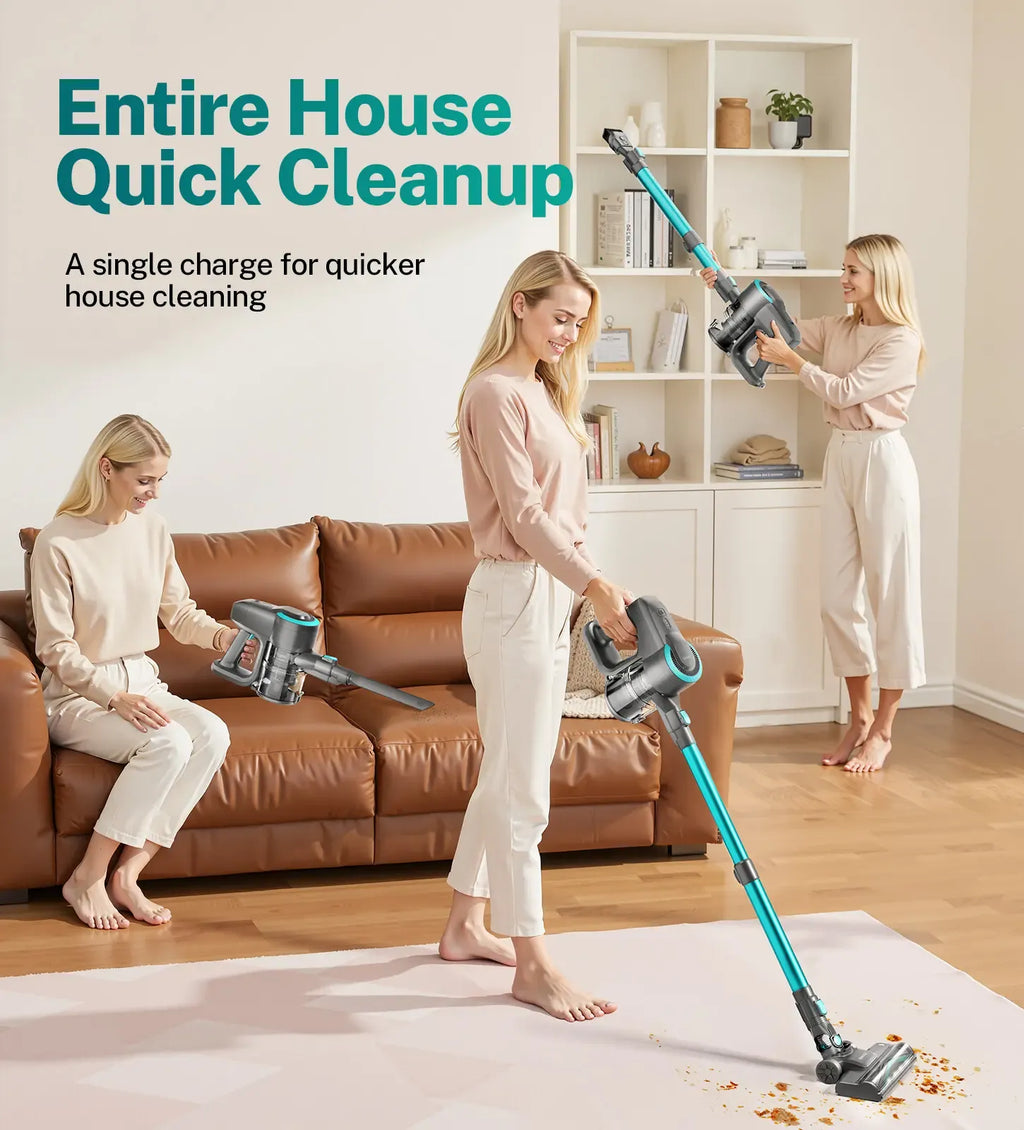 [DealsForYouDays] Devoac N3P Cordless Vacuum Cleaner, 20kPa Suction, 40-Min Runtime, 8-in-1 Stick SummerWins with LED Headlight, Rechargeable Vacuum for Floors, Carpets, Tiles, Pet Hair & Car