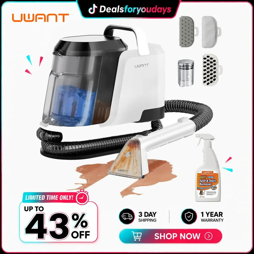 UWANT Portable Carpet Cleaner Machine ZY, Deep Cleaning & Water Extraction Upholstery Cleaner for Home & Car, Lightweight Handheld Vacuum;summervibes