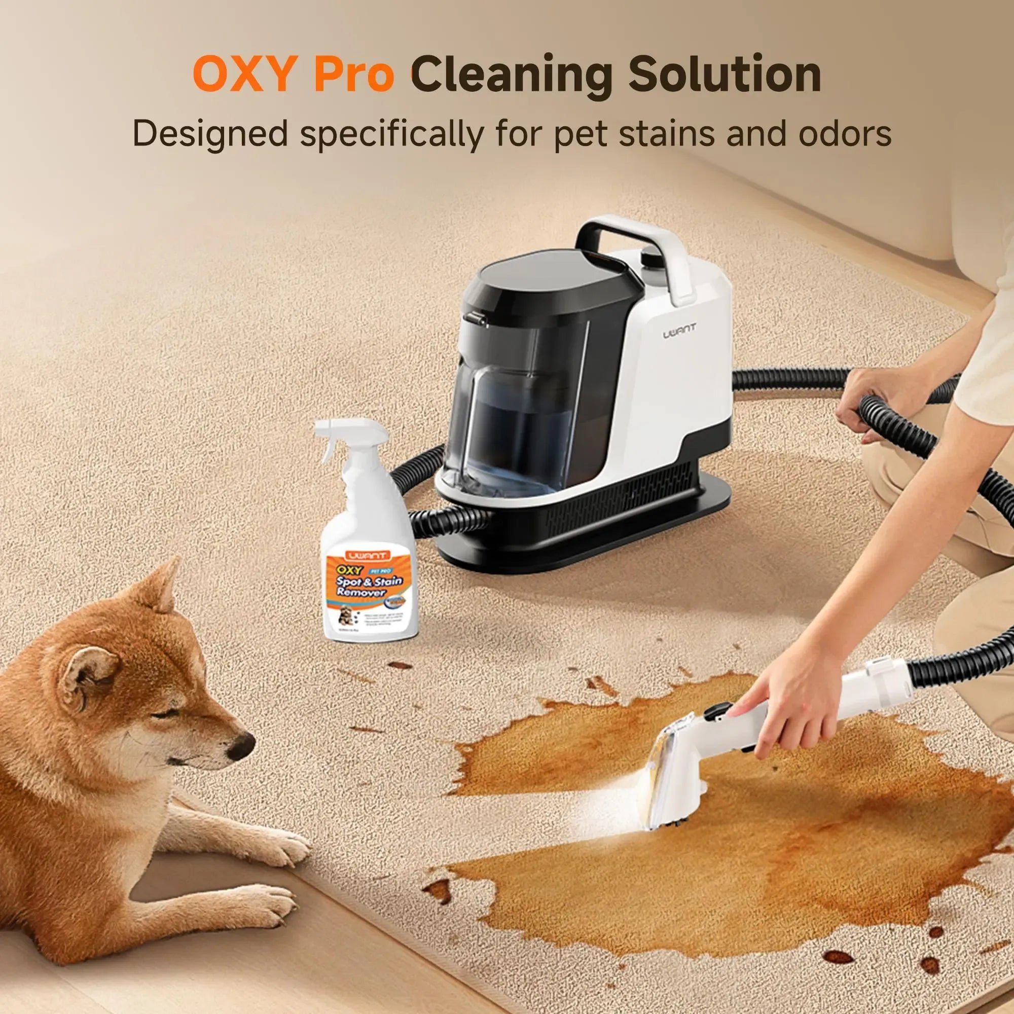 UWANT Portable Carpet Cleaner Machine ZY, Deep Cleaning & Water Extraction Upholstery Cleaner for Home & Car, Lightweight Handheld Vacuum;summervibes