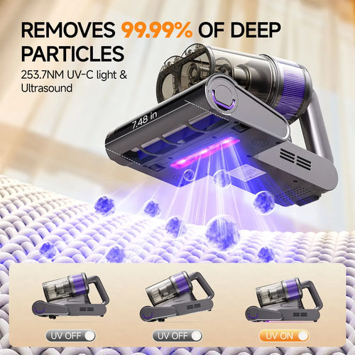 FEPPO Upgraded Mattress Vacuum Cleaner withUV-C Light & 149℉ HotAir & AromaTablet& LED Display, 4-in-1 Bed Vacuum for DustMitesRemoval, 40,000/minTapping, 16KPaPowerfulSuction, HEPAFilterHandheld VacuumforBedCouchSofa Carpet summerwins