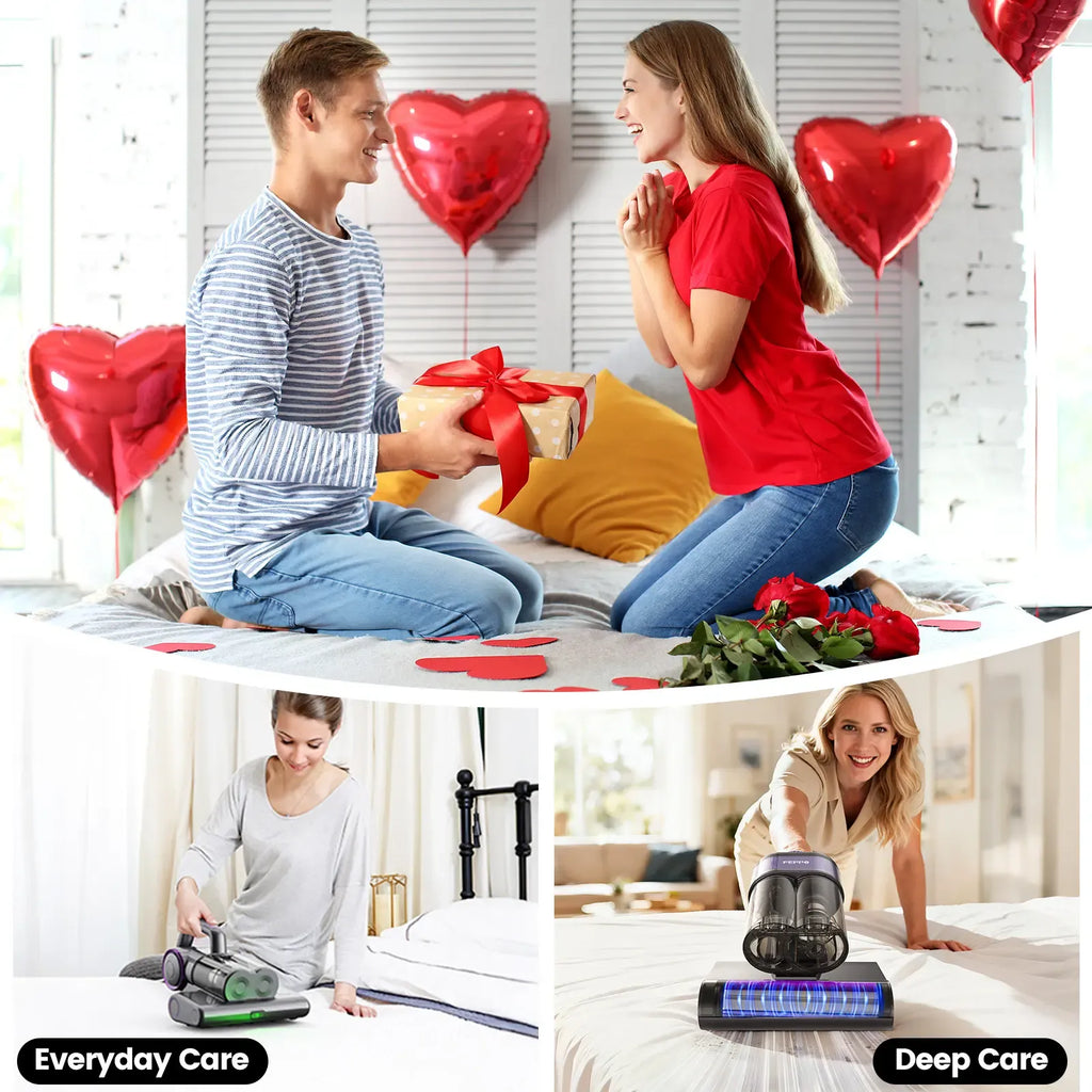 FEPPO Upgraded Mattress Vacuum Cleaner withUV-C Light & 149℉ HotAir & AromaTablet& LED Display, 4-in-1 Bed Vacuum for DustMitesRemoval, 40,000/minTapping, 16KPaPowerfulSuction, HEPAFilterHandheld VacuumforBedCouchSofa Carpet summerwins