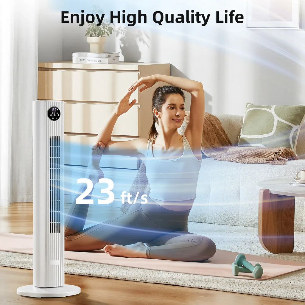 【DealsForYouDays】Antarctic Star Tower Fan Portable Electric 85° Oscillating Fan with Remote Control, Quiet Operation, 3 Speed Settings & 12H Timer, Bladeless Standing Floor Fan for Bedroom & Office