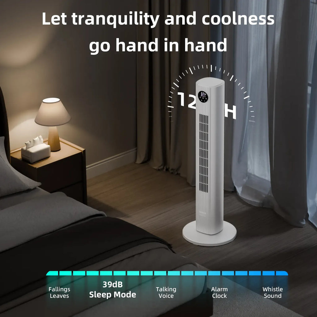 【DealsForYouDays】Antarctic Star Tower Fan Portable Electric 85° Oscillating Fan with Remote Control, Quiet Operation, 3 Speed Settings & 12H Timer, Bladeless Standing Floor Fan for Bedroom & Office
