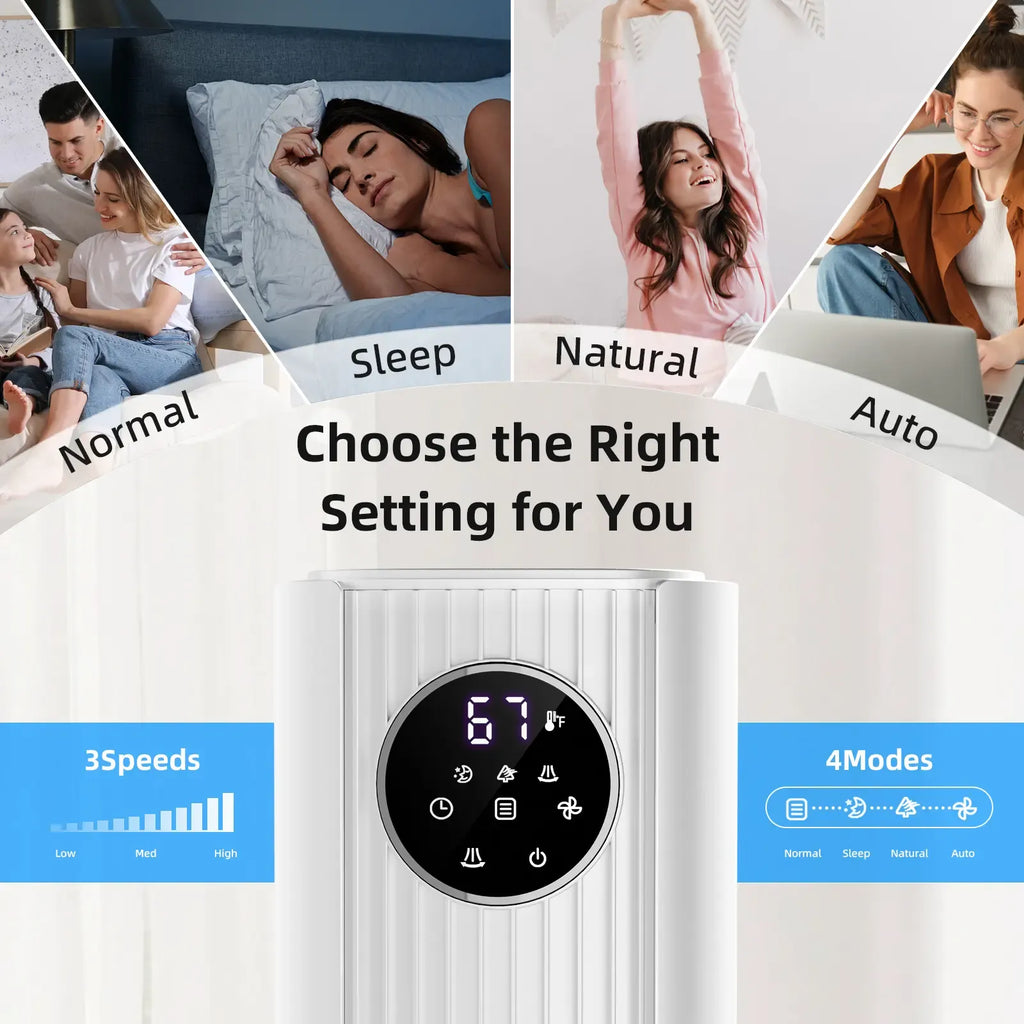 【DealsForYouDays】Antarctic Star Tower Fan Portable Electric 85° Oscillating Fan with Remote Control, Quiet Operation, 3 Speed Settings & 12H Timer, Bladeless Standing Floor Fan for Bedroom & Office