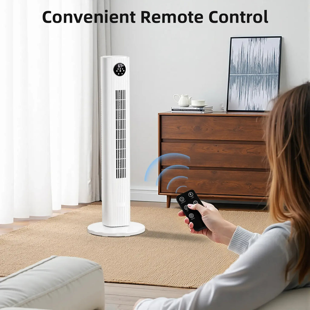 【DealsForYouDays】Antarctic Star Tower Fan Portable Electric 85° Oscillating Fan with Remote Control, Quiet Operation, 3 Speed Settings & 12H Timer, Bladeless Standing Floor Fan for Bedroom & Office