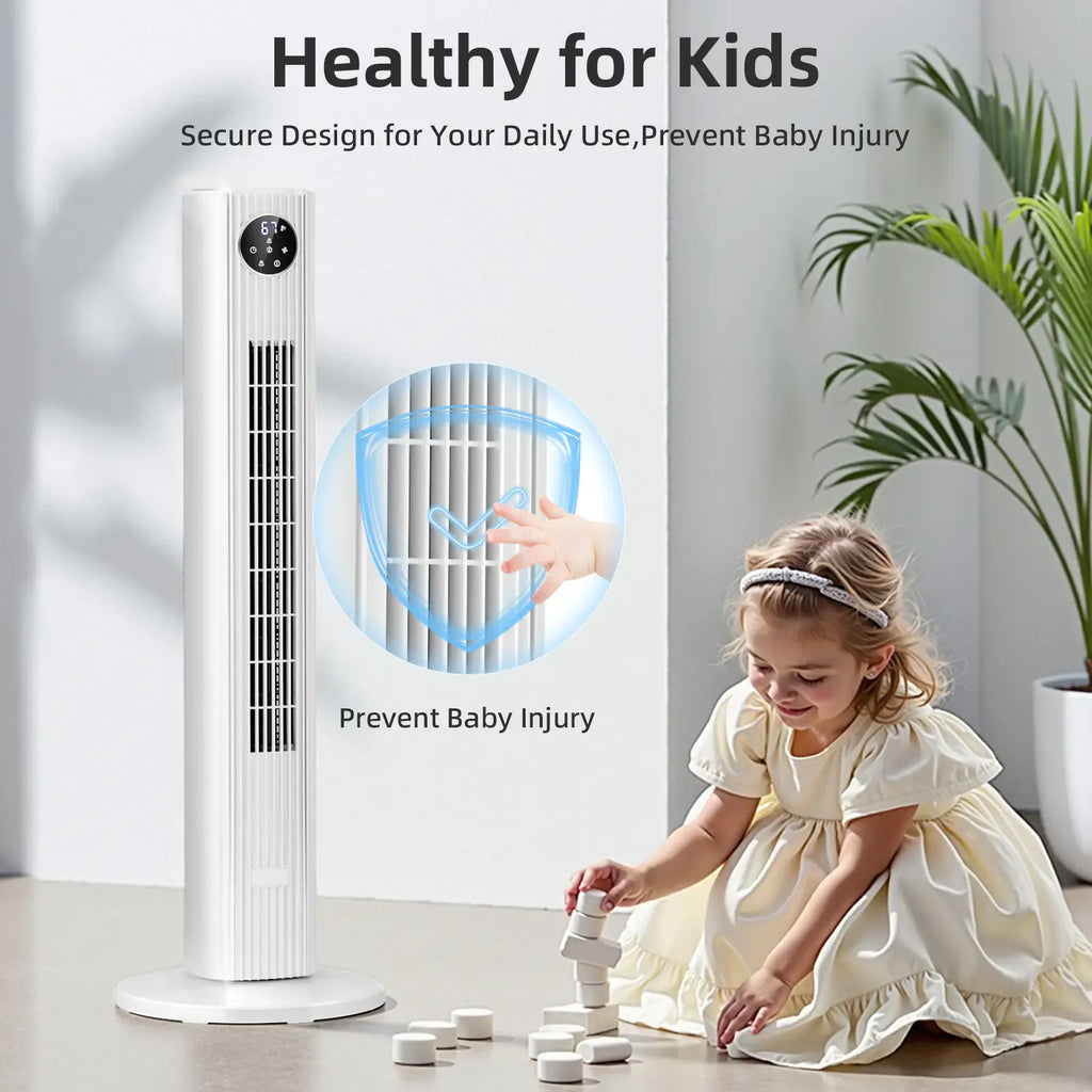 【DealsForYouDays】Antarctic Star Tower Fan Portable Electric 85° Oscillating Fan with Remote Control, Quiet Operation, 3 Speed Settings & 12H Timer, Bladeless Standing Floor Fan for Bedroom & Office