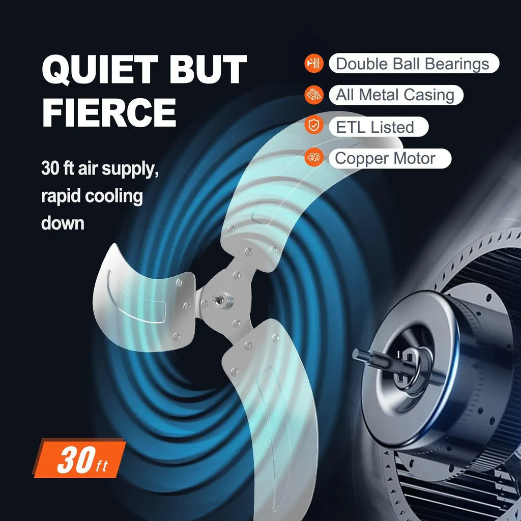 【Super Brand Day】VEVOR Wall Mount Fan, wall fan with light and remote, 21-Inch 6-Speed Oscillating Fan with LED Light, Timer & 360° Adjustable Tilt for Garage, Workshop, Bedroom, Patio - Quiet Plug-In Wall Fan