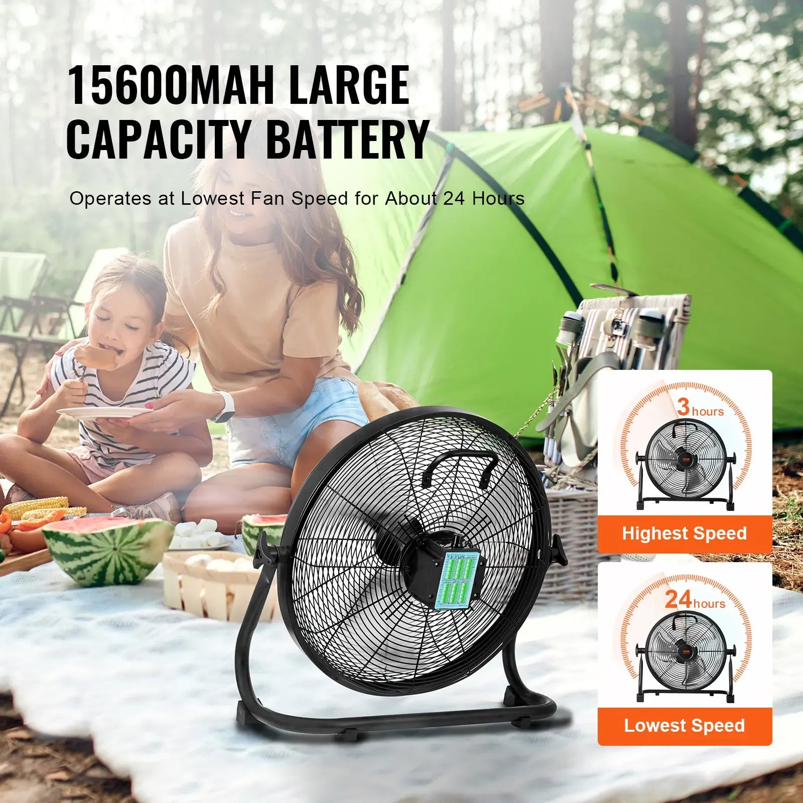 【DealsForYouDays】VEVOR Cordless Fan 16 in Portable Quiet Personal Fan for Home or Office360 Degree Manual Pivoting HeadStepless Speed Regulation High Velocity Cordless FanHeavy Duty Metal Industrial Floor Fans