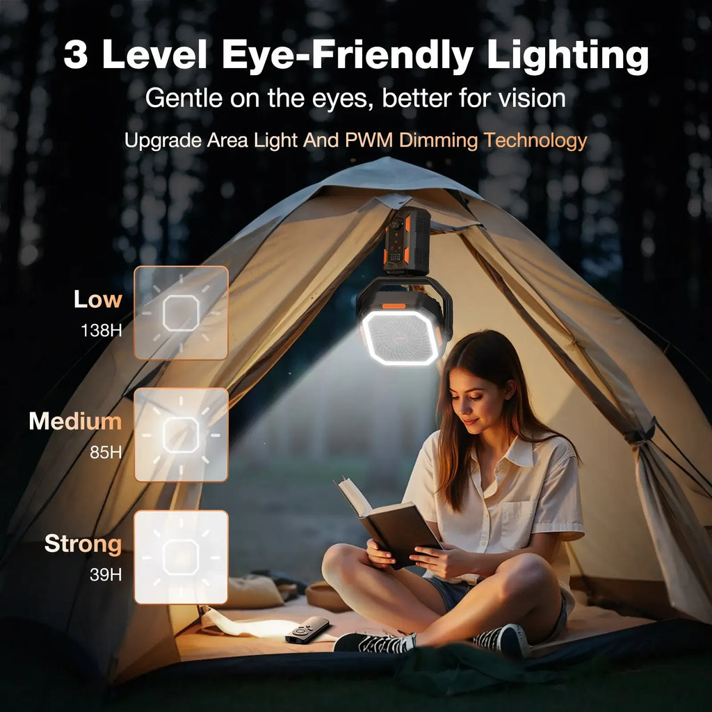[SummerWins]OGERY Camping Fan with Detachable Tripod, 30000mAh Rechargeable Fan with LED Lights & 270° Pivot,4 in 1 Cordless Camping Fan, Remote Control Shaking Head Desk Fan for Camping Tent Travel Bedroom Portable Motor summerwins