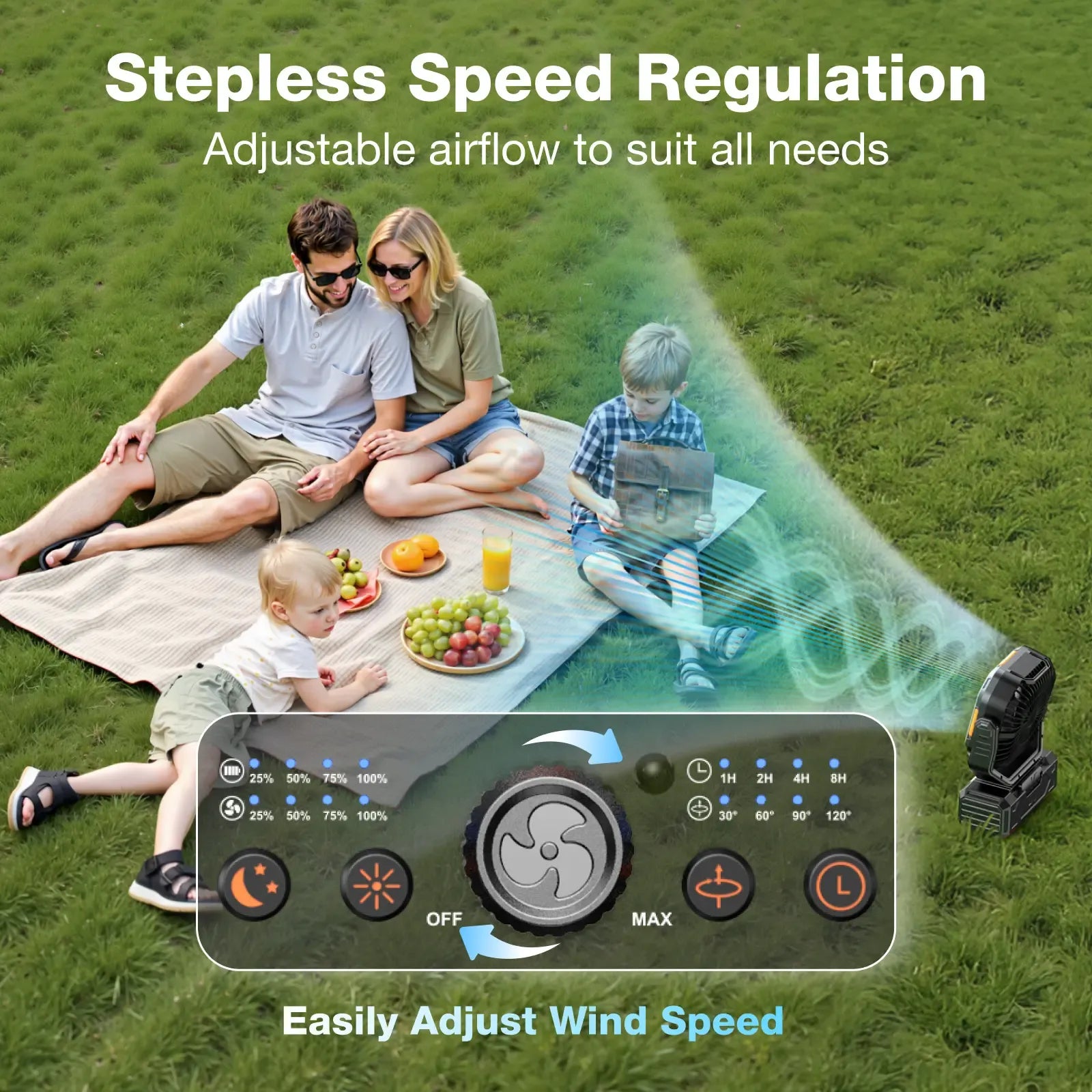 [SummerWins]OGERY 2026 Upgraded Camping Fan, 30000mAh Rechargeable Fan with LED Lights & 270° Pivot, Remote Control Shaking Head Desk Fan for Tent Travel Home Multifunction Outdoor Activities summerwins
