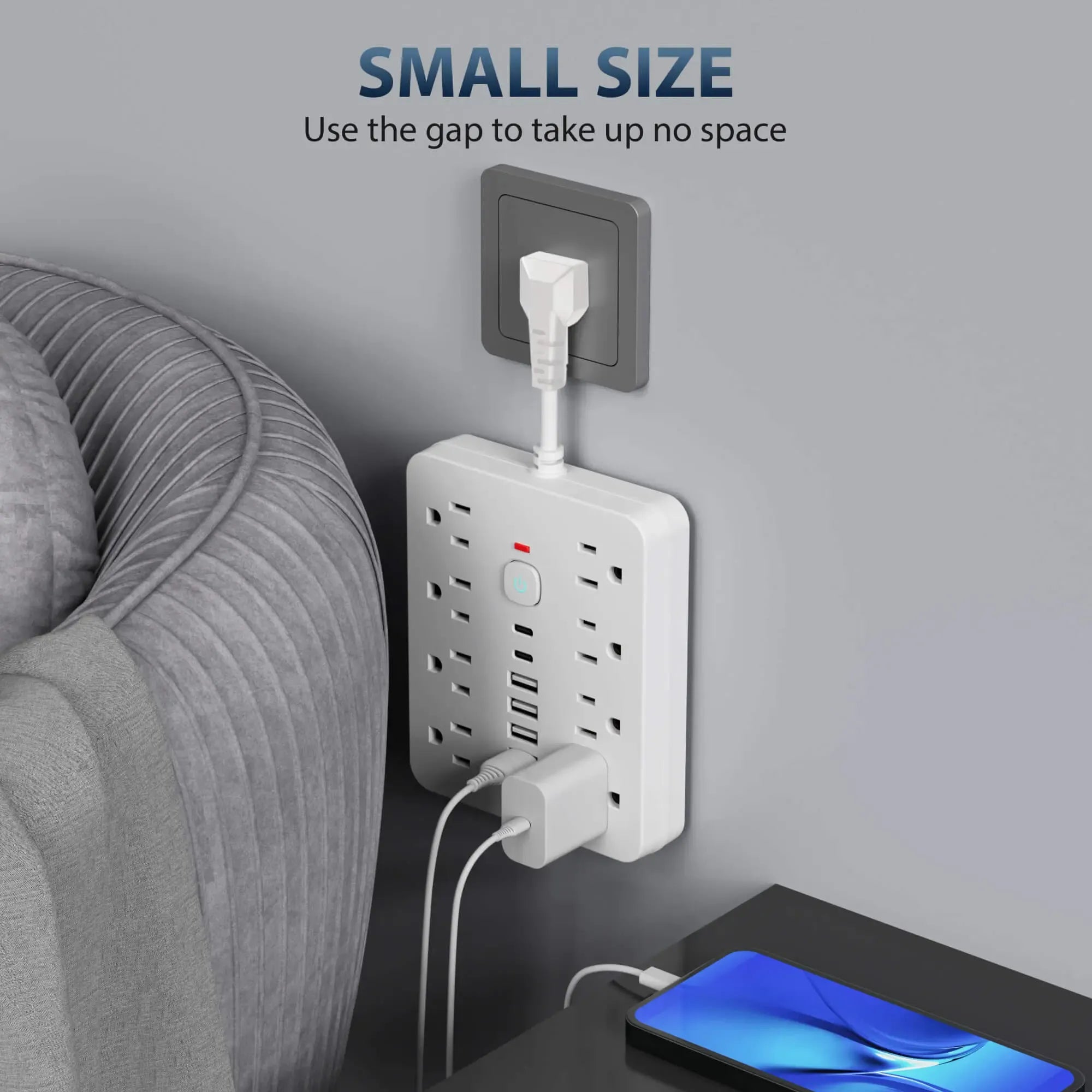 14-in-1 Multifunctional Power Strip, Surge Protector Outlet with Switch and Surge Protection - 8 AC Outlets, 4 USB Ports and 2 Type-C Ports - Power Socket Extender, Wall Outlet Extender for Home, Office & Travel