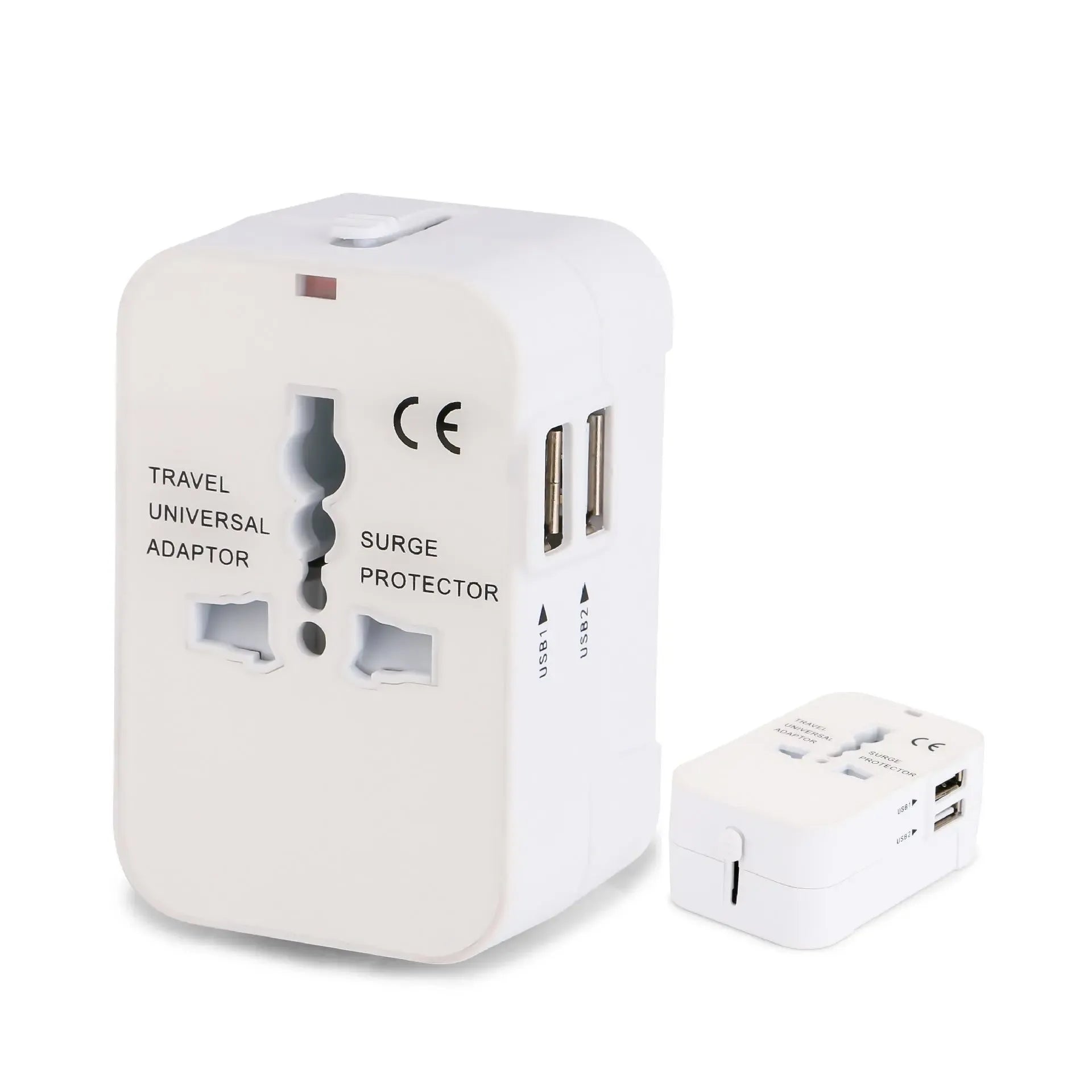 Universal Travel Plug Adapter, Worldwide Travel Wall Charger with 2 USB Ports, Multifunctional Phone Charging Converter for Home, Office & Travel