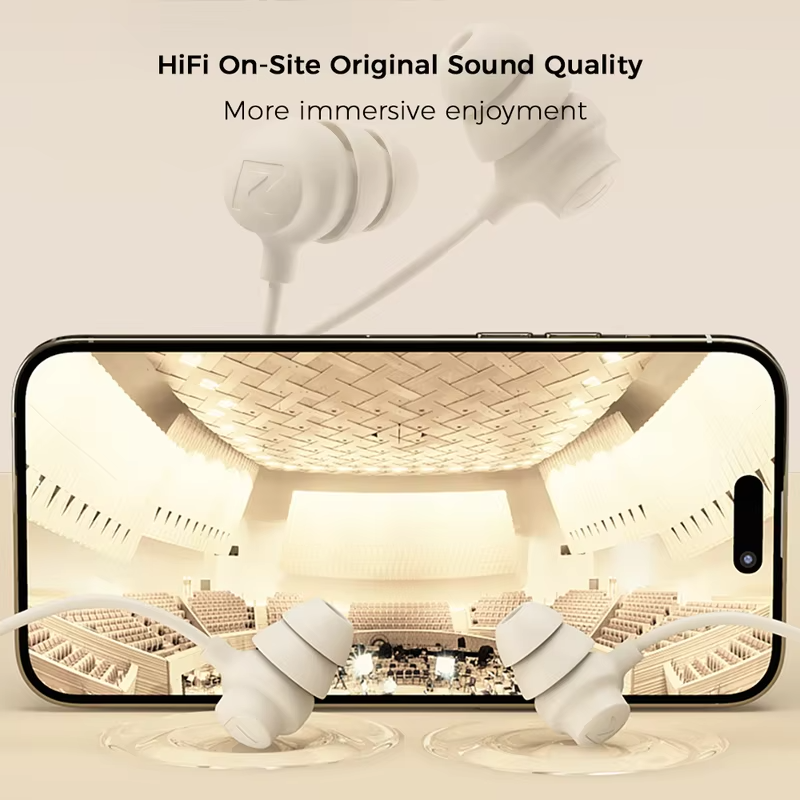 USB Type C Silicone Sleep Wired Earphones In Ear Headphones With Mic In-line Control For iPhone Samsung Noise Reduction Earbuds