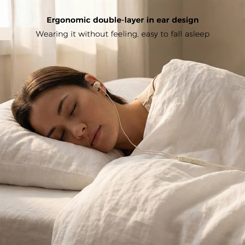 USB Type C Silicone Sleep Wired Earphones In Ear Headphones With Mic In-line Control For iPhone Samsung Noise Reduction Earbuds