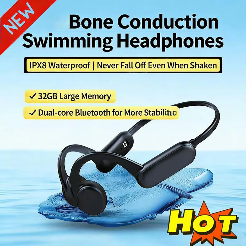 Wireless Bone Conduction Headphones Bluetooth Earphone Sport Swimming Bluetooth Compatible Headphone Hand-free With Mic 2026 NEW